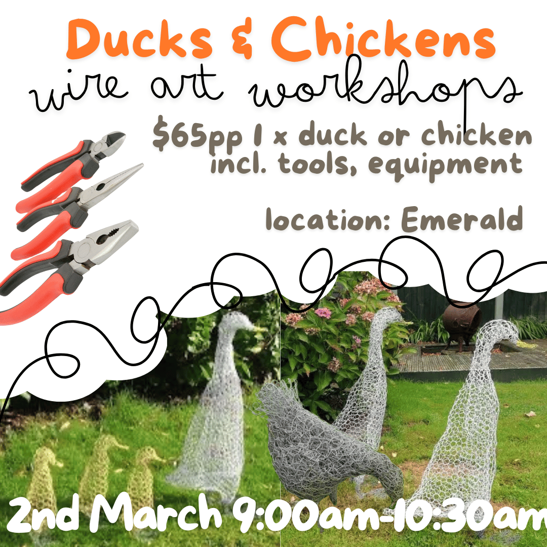 Emerald Wire Art Workshop - Ducks & Chickens 2nd March Deposit only